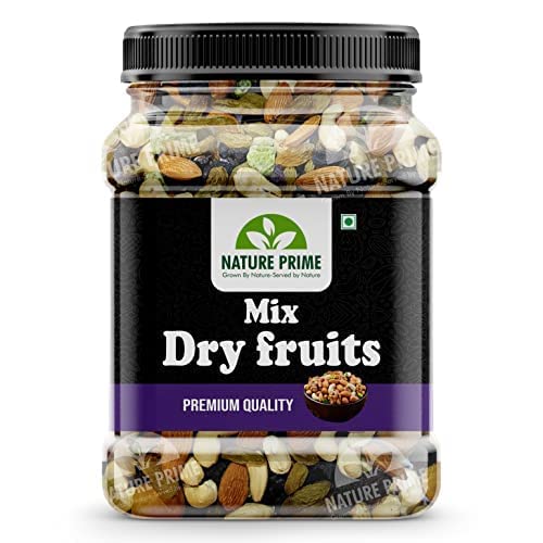 Nature Prime 100% Natural Premium Mix Dry Fruits 500Gm with Almonds | Cashew | Kishmish | Apricot | Black Raisins | Dried Kiwi | Nuts and Dry Fruits 500Gm