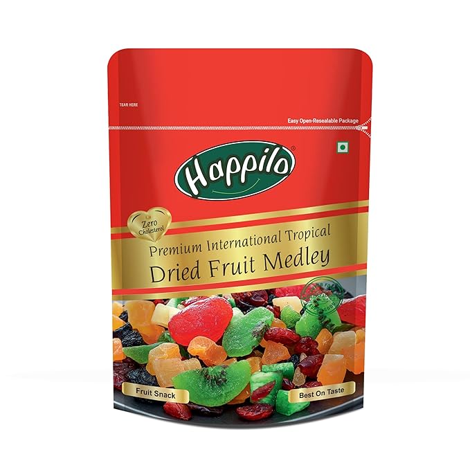 Happilo Premium International Dried Tropical Fruit Medley 200 g | Wholesome & Vitamin Rich Healthy Snack | No Artificial Colors, Gluten Free, No Preservatives